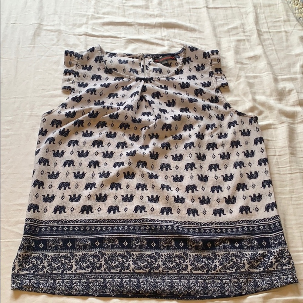 Medium blue elephant print blouse
